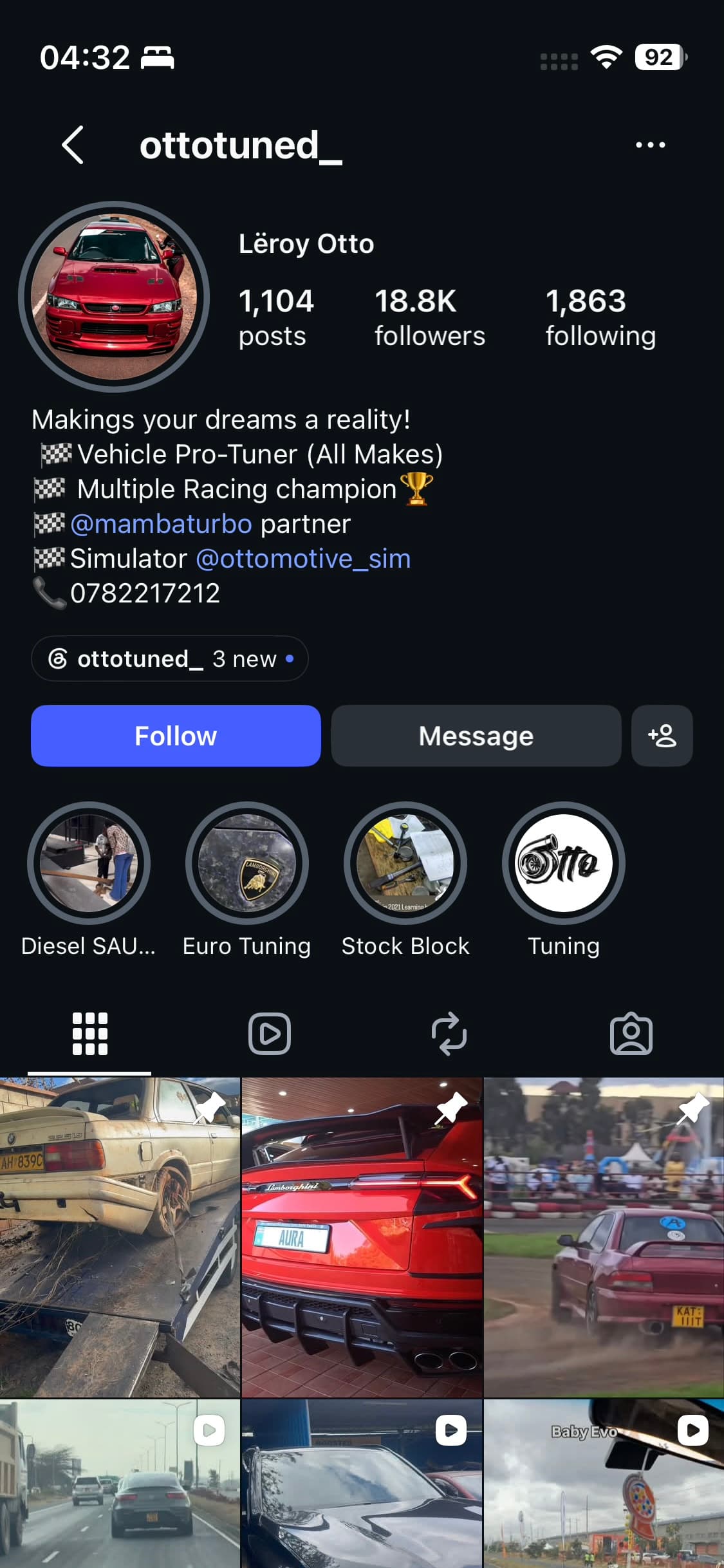 Otto Tuned profile still — @ottotuned_